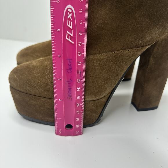 Alaia Trekk 39.5/ US 9.5 Booties Brown Suede Leather Lace Up Platform Heel Boots - Picture 11 of 15
